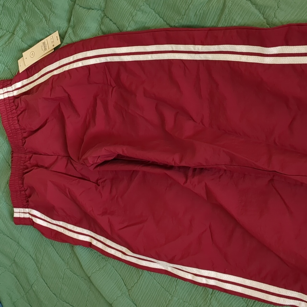 Women's Burgundy Track Pants with Cream Stripes